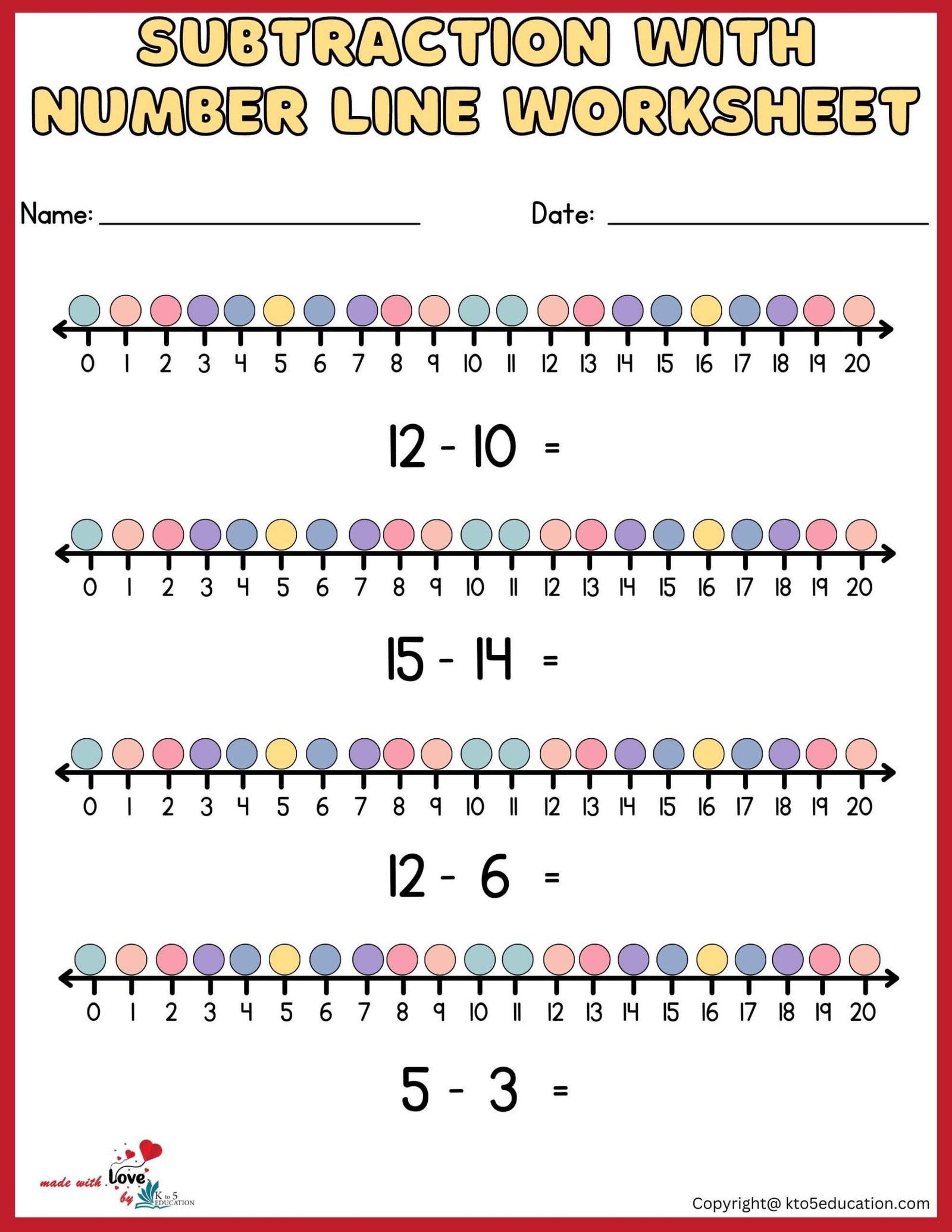 subtractions-with-number-line-worksheets-1-20-free