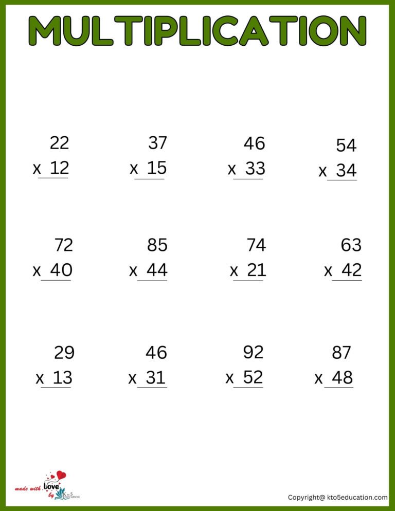 Third Graders Multiplication Worksheet | FREE Download