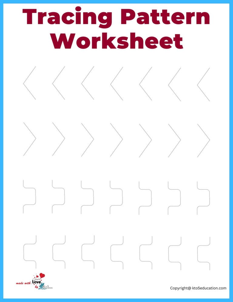 Tracing Pattern Worksheet For Kids