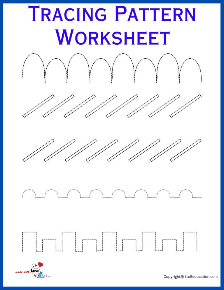 Tracing Pattern Worksheet For Kindergarten