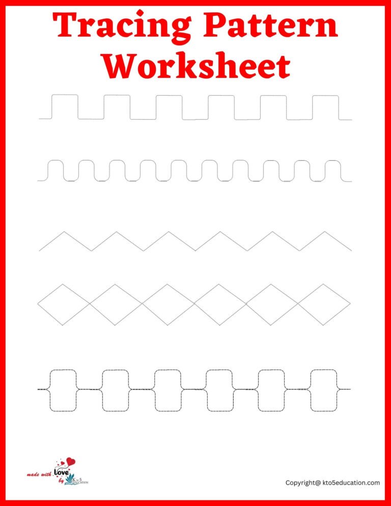 Tracing Pattern Worksheet For Preschool