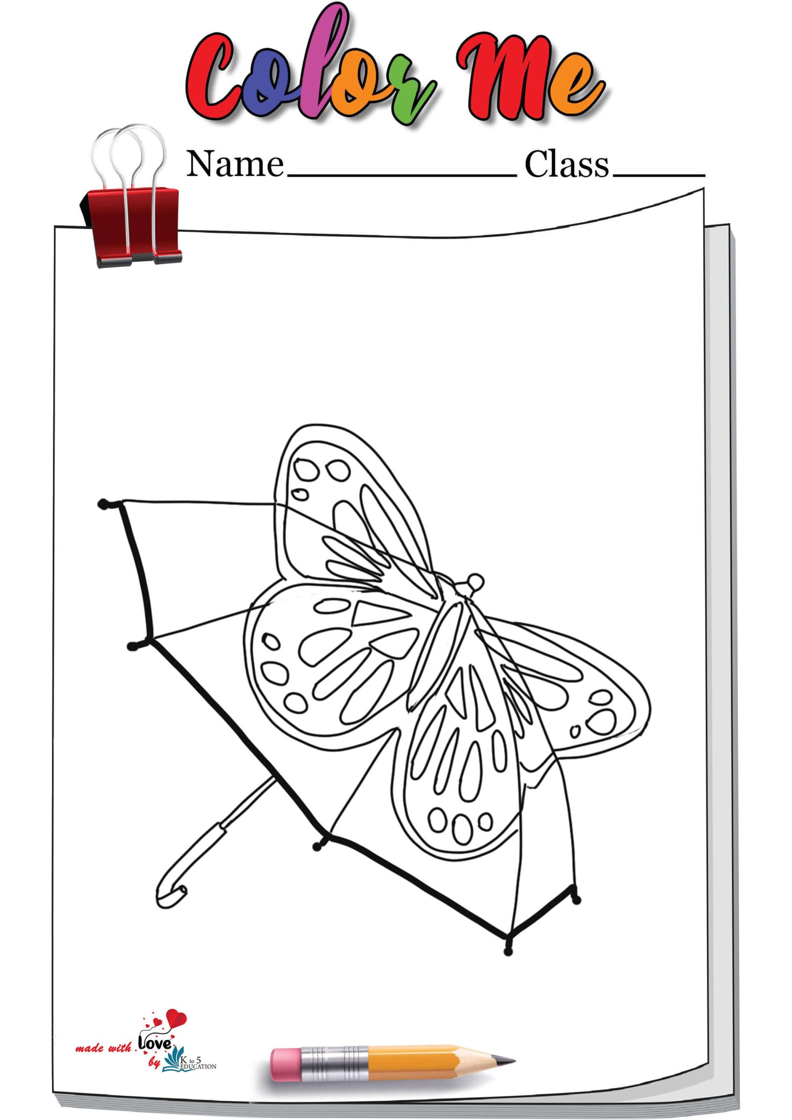Butterfly Umbrella Coloring Page