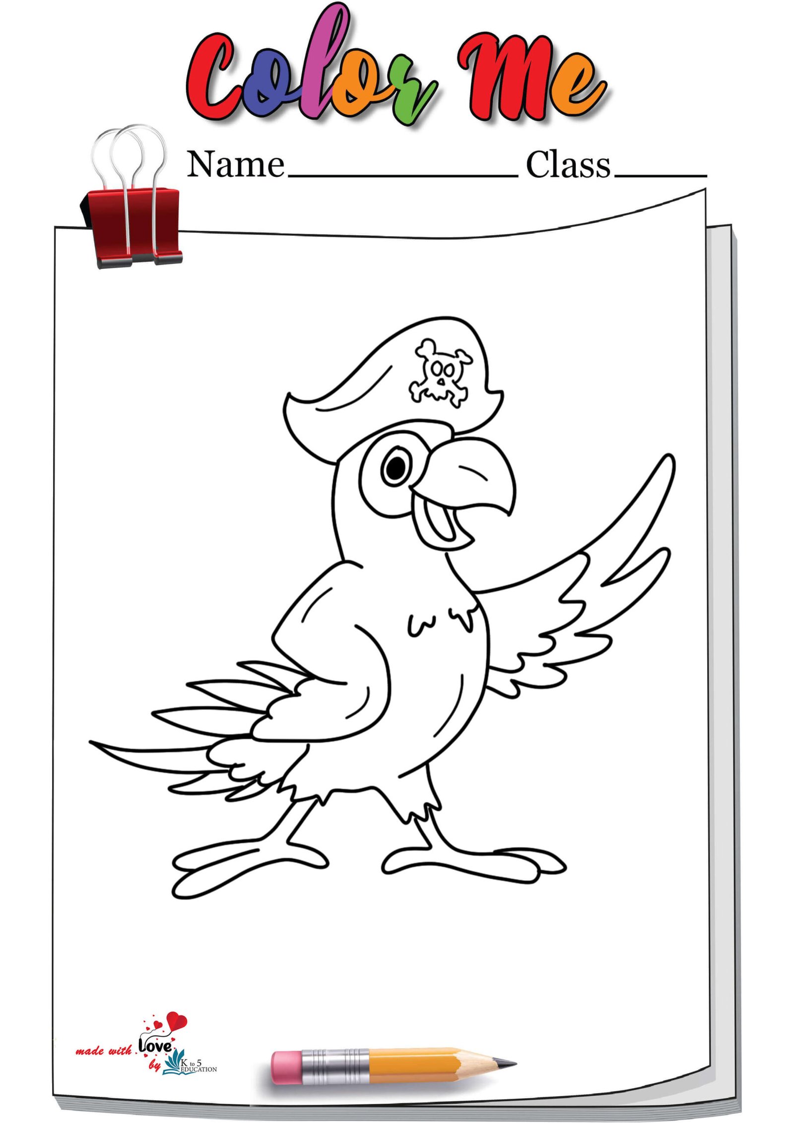 Captain Parrot Coloring Page