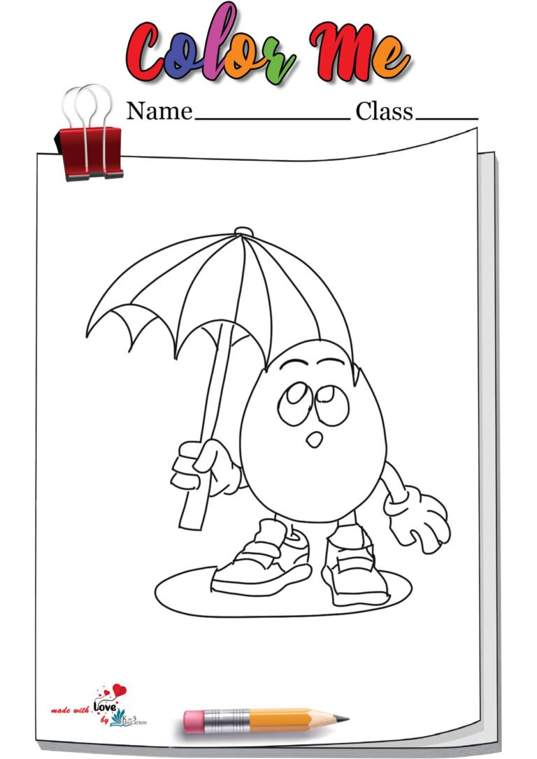 Cartoon Character With Umbrella Coloring Page | FREE Download