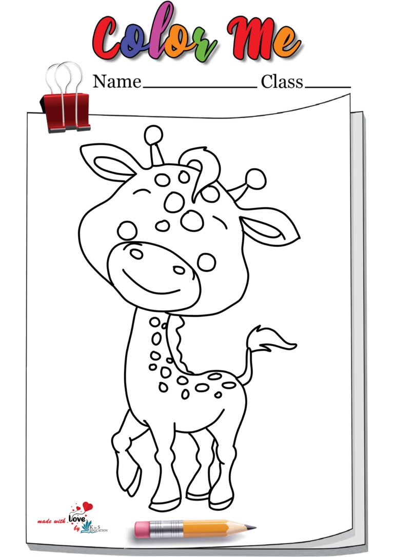 Cartoon Giraffe Coloring Page | FREE Download