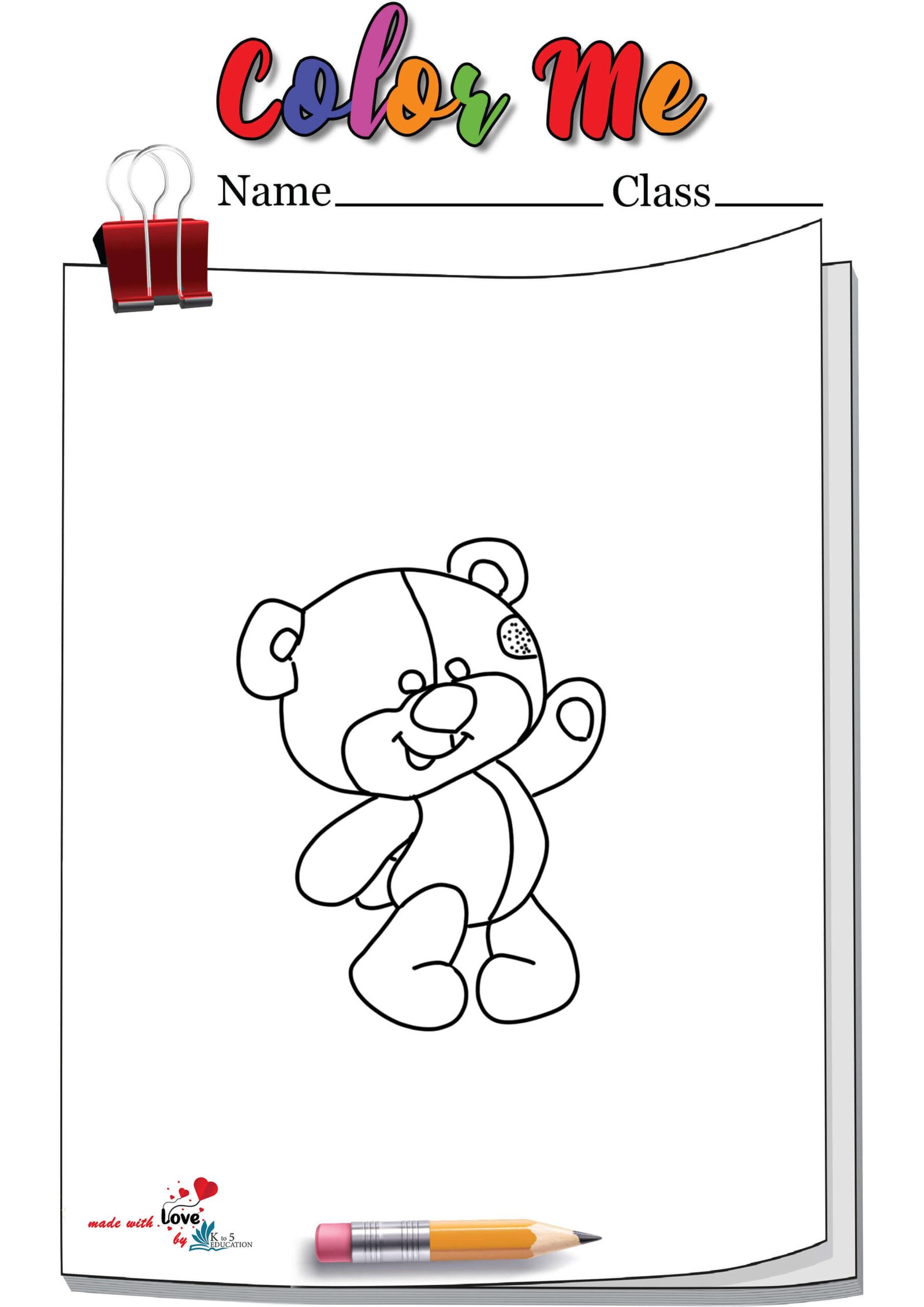 Cartoon Teddy Bear Walking Coloring Page
