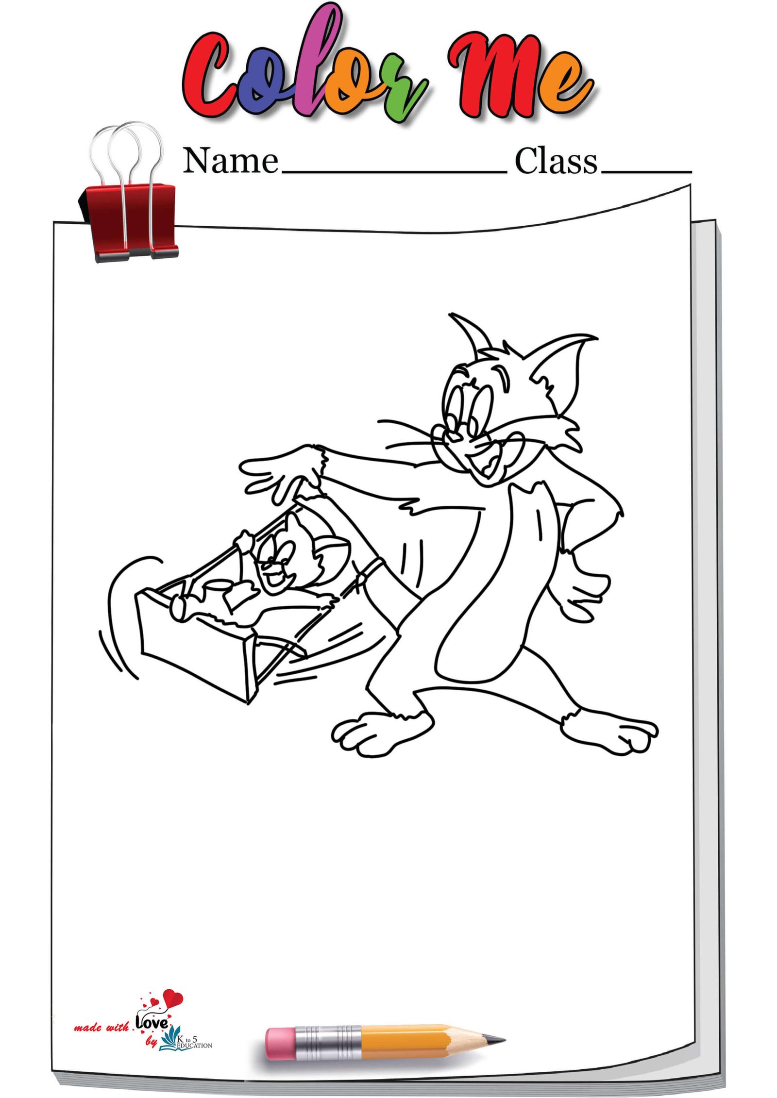 Cartoon Tom And Jerry Playing Coloring Page