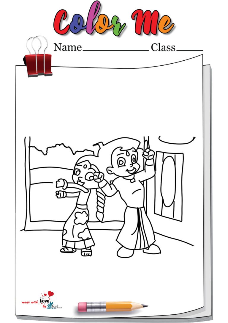 Chota Bheem And Chutki Dancing Coloring Page