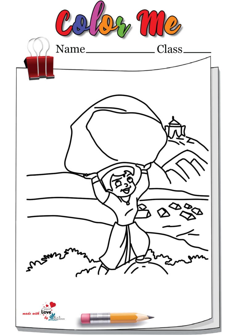 Chota Bheem Carrying A Big Rock Coloring Page | FREE Download