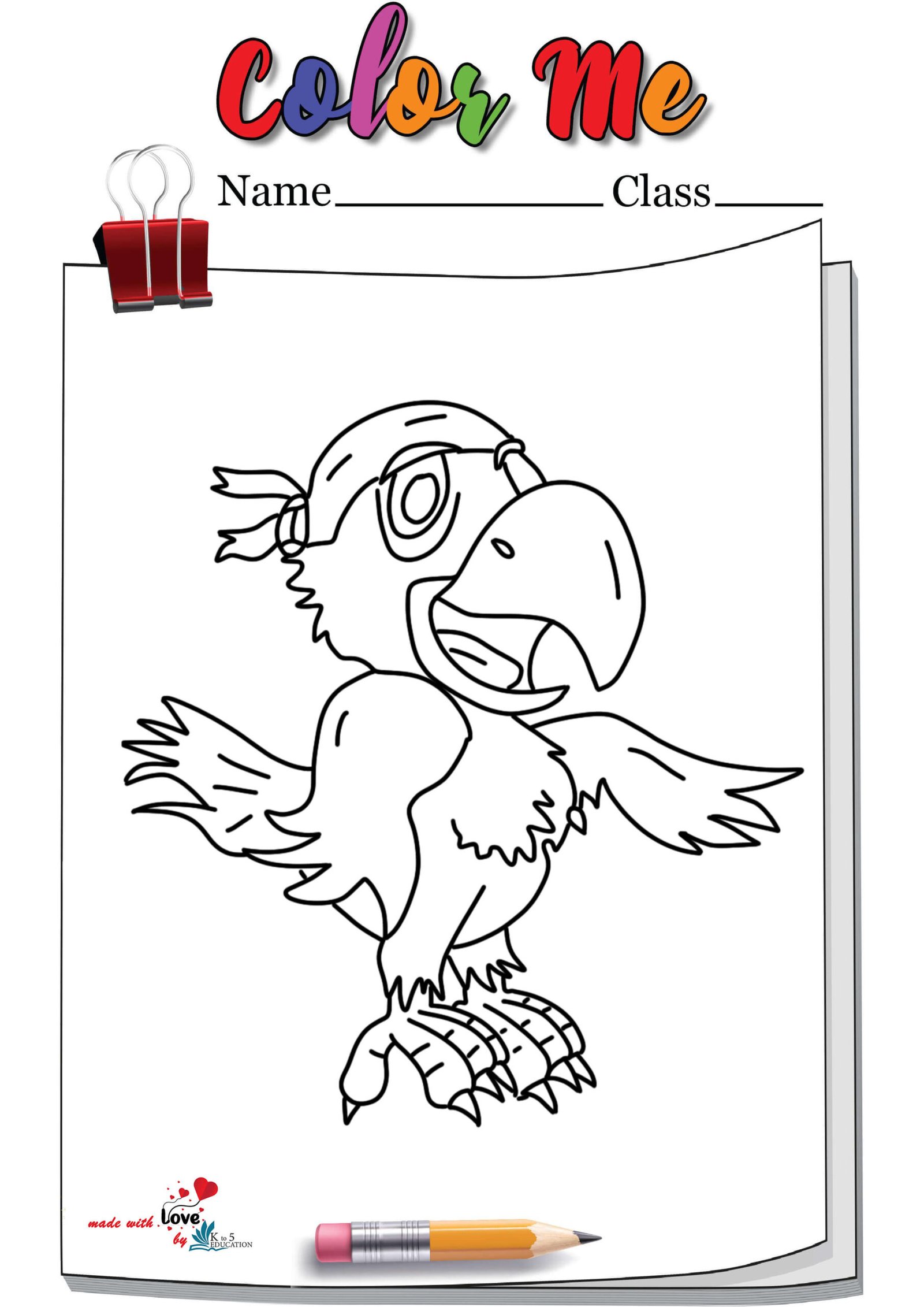 Confused Parrot Coloring Page