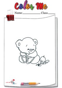 Cute Cartoon Teddy Bear Coloring Page