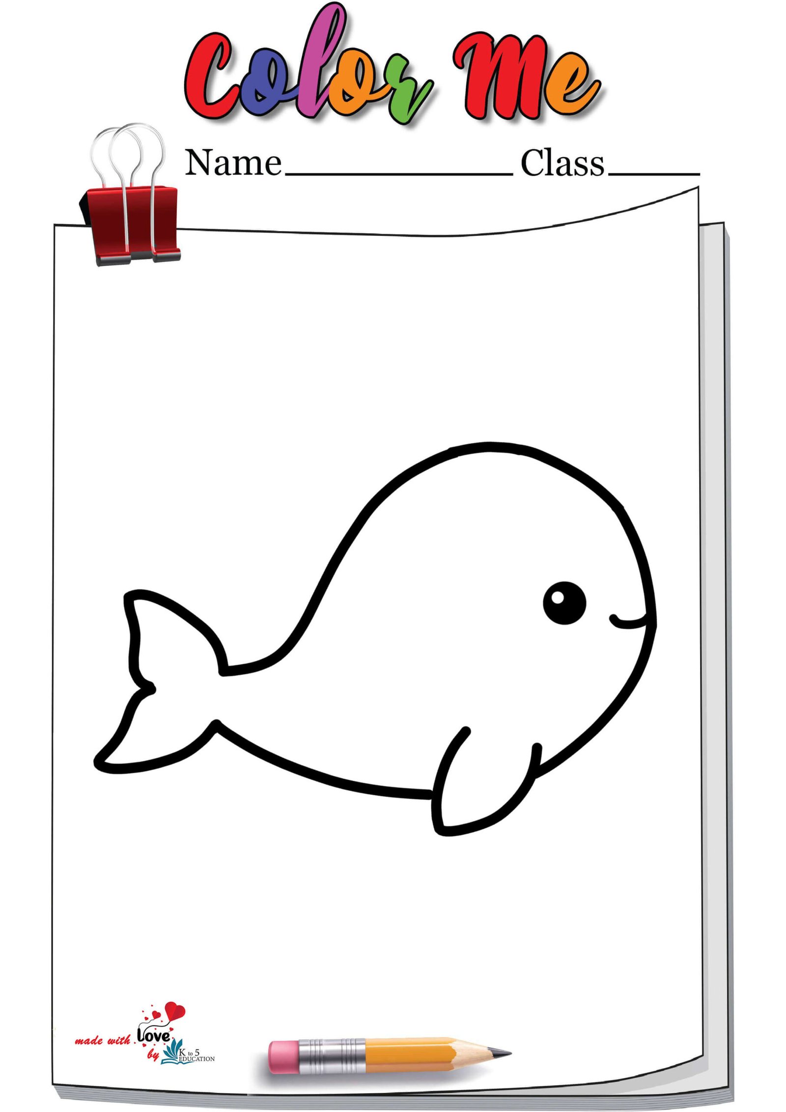 Cute Cartoon Whale Coloring Page