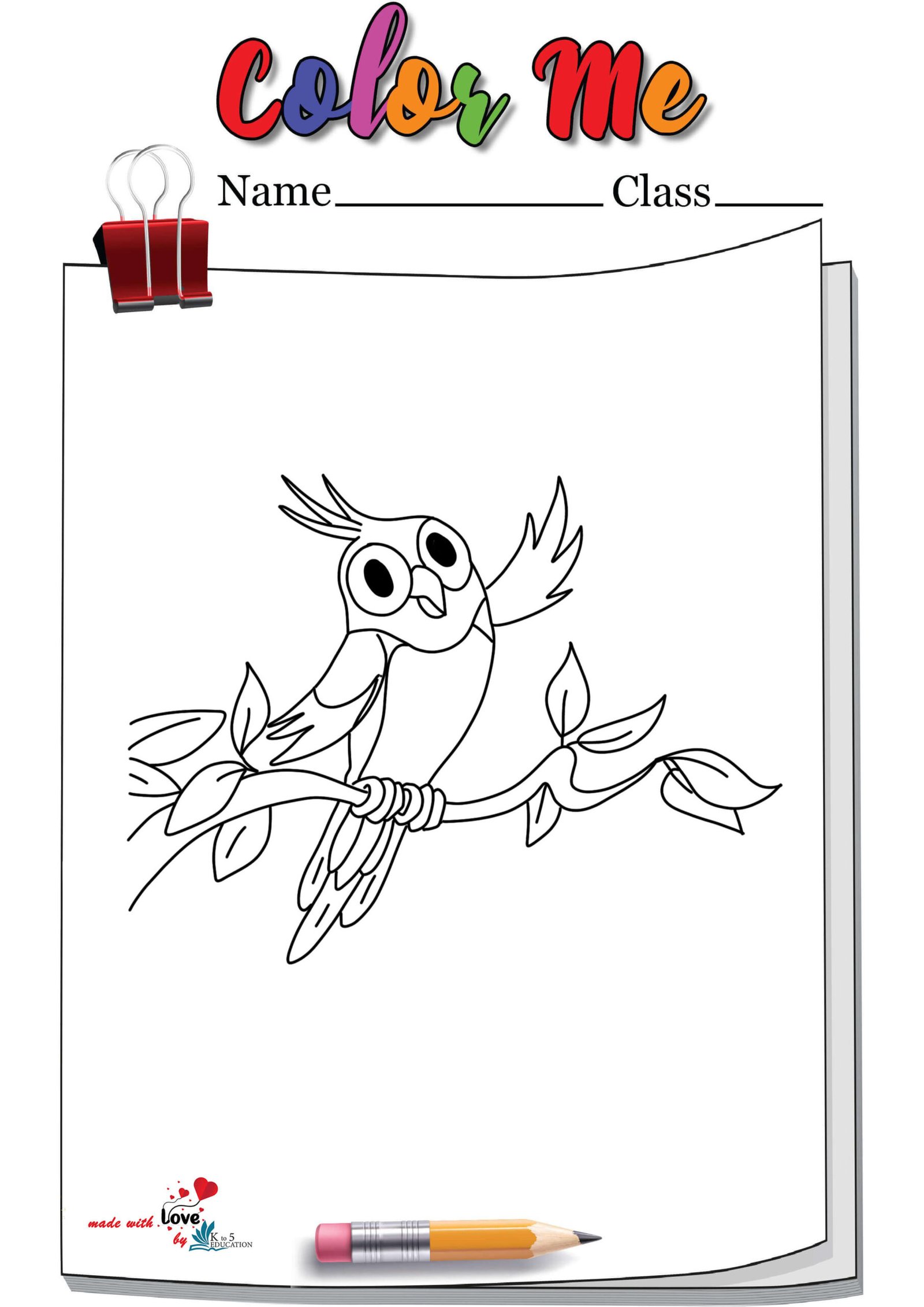 Cute Flying Parrot Coloring Page