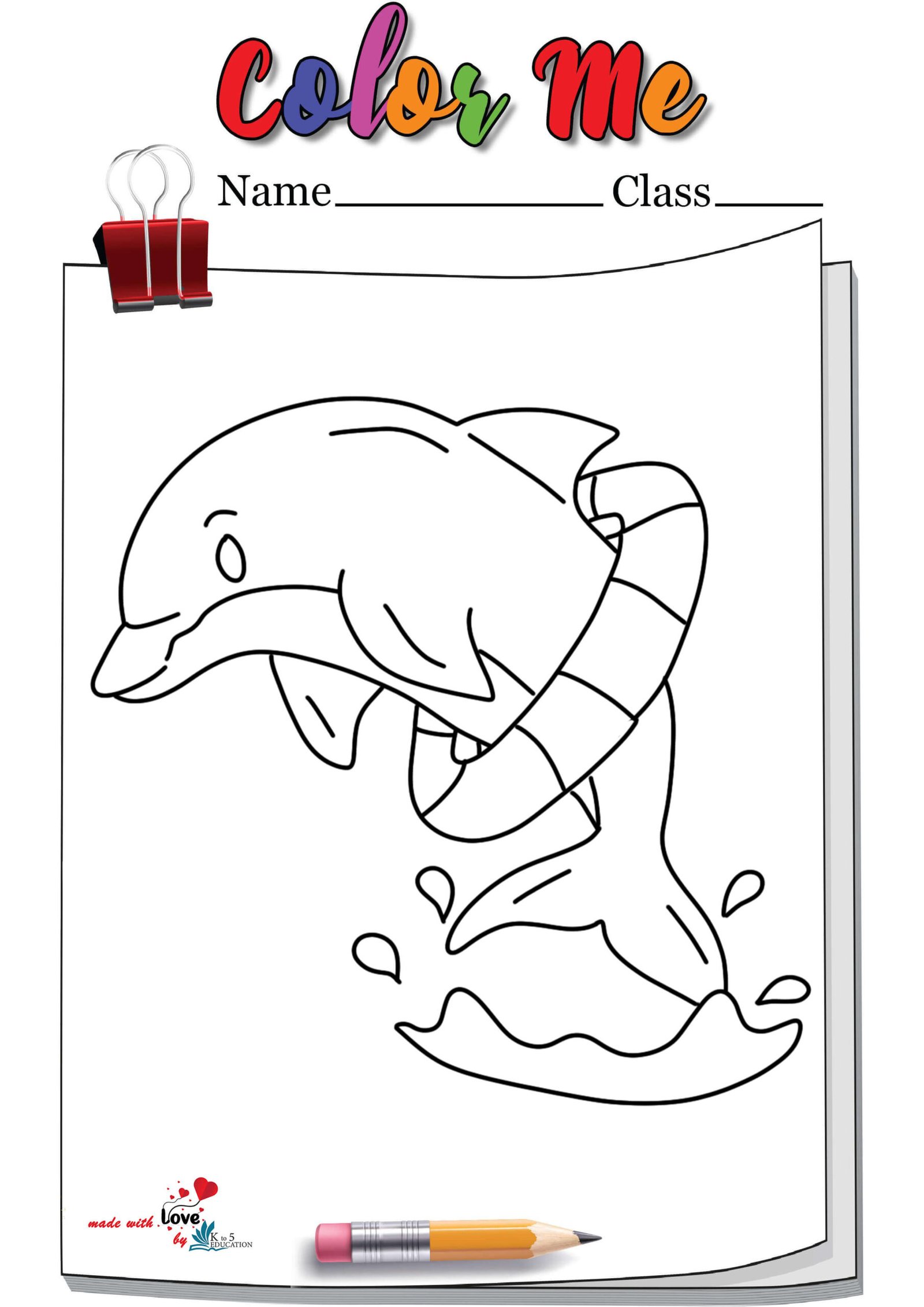 Dolphin Playing A Ring Coloring Page