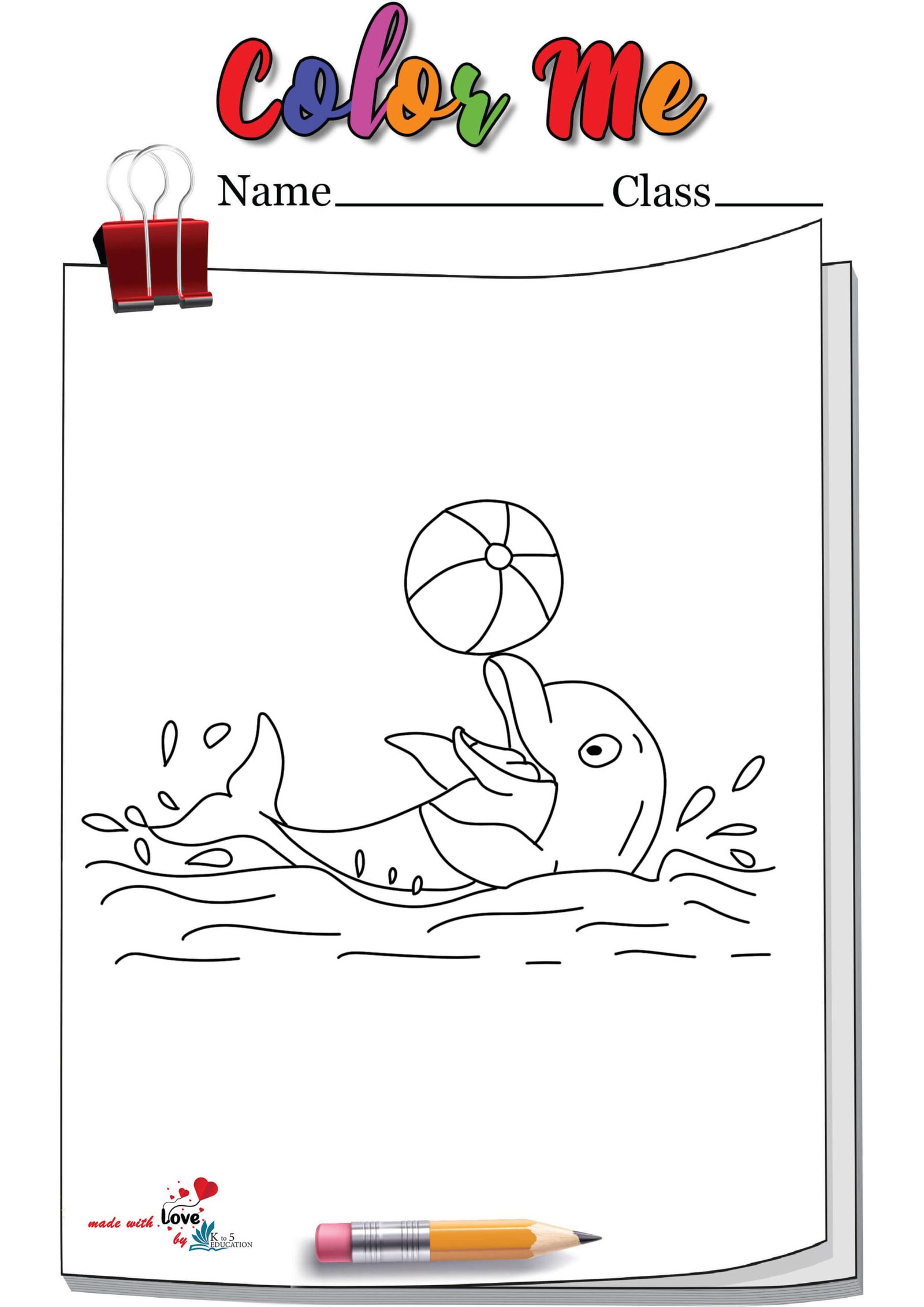 Dolphin Playing Football Coloring Page