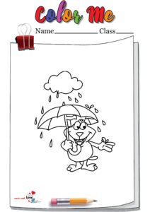 Funny Cat Carrying Umbrella Coloring Page