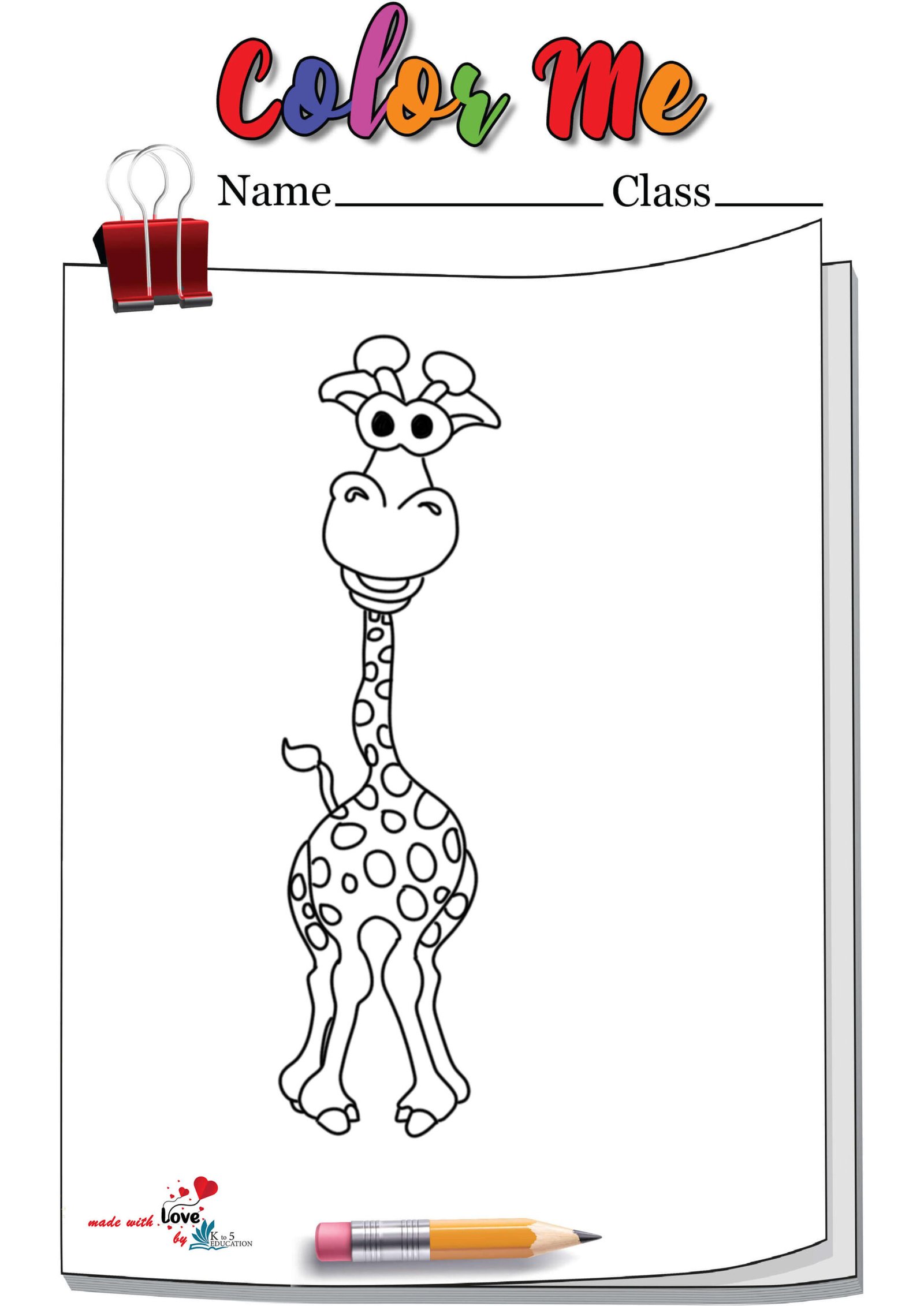Funny Giraffe Coloring Page