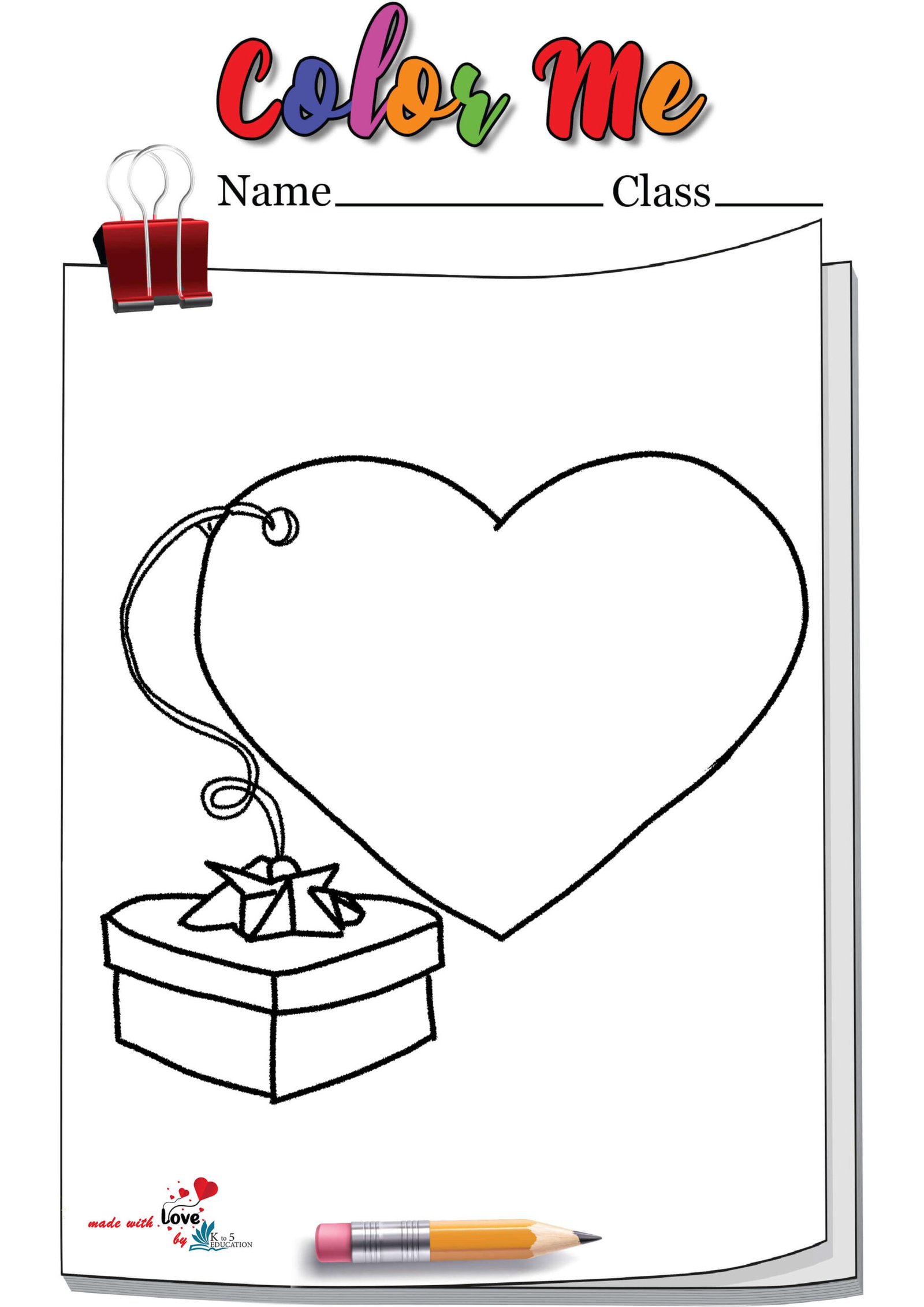 Gift With Heart Coloring Page
