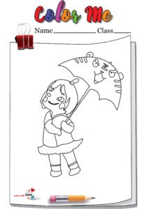 Girl Carrying Umbrella Coloring Page