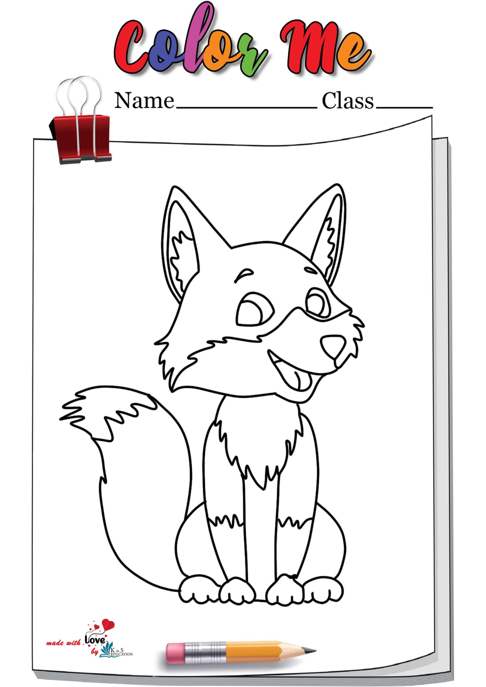 Happy Fox Coloring Page