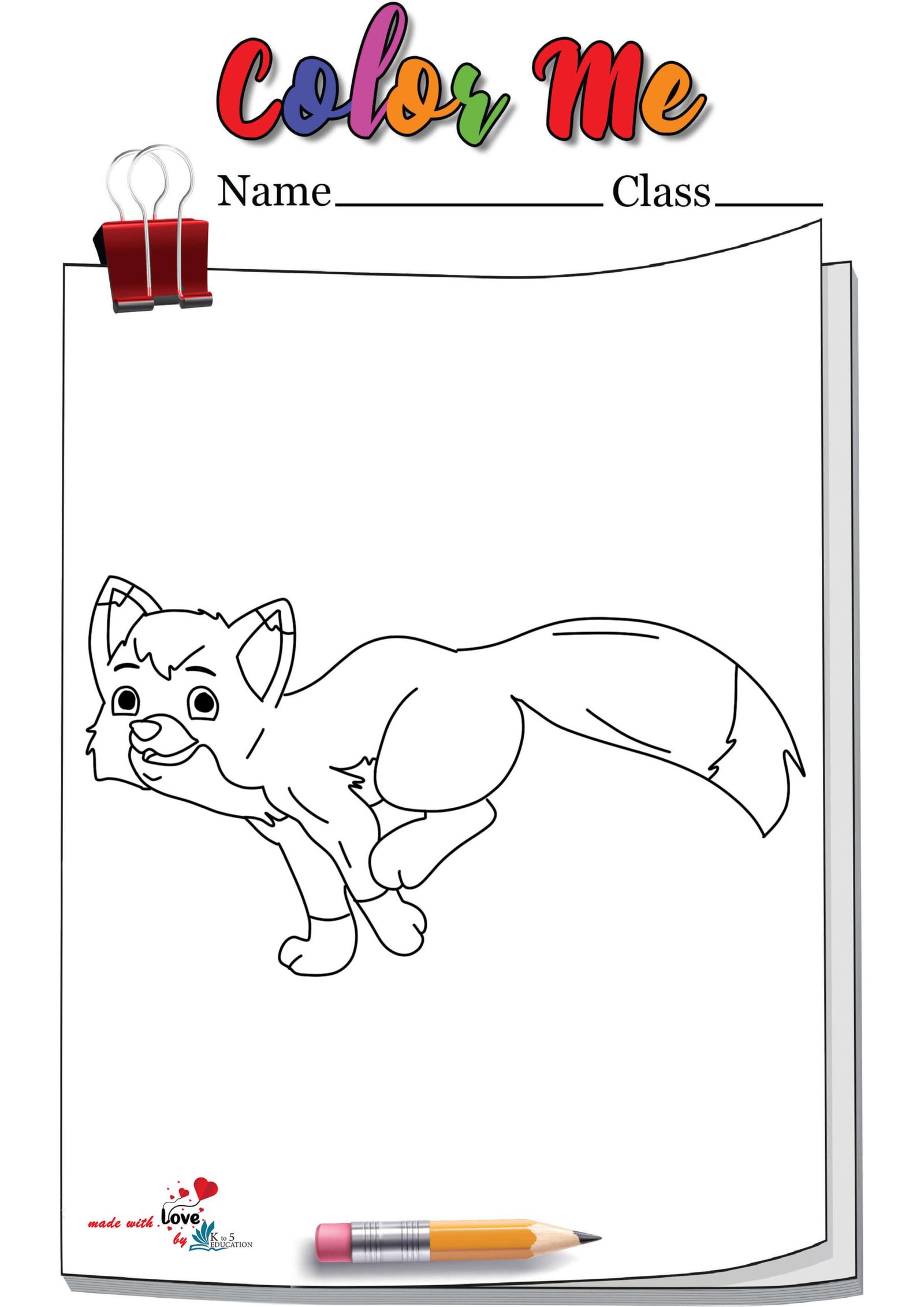 Jumping Fox Coloring Page
