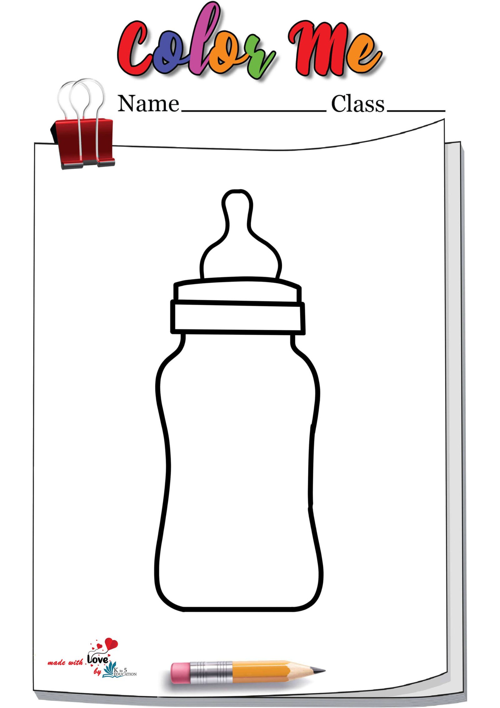 Milk Bottle For Baby Coloring Page