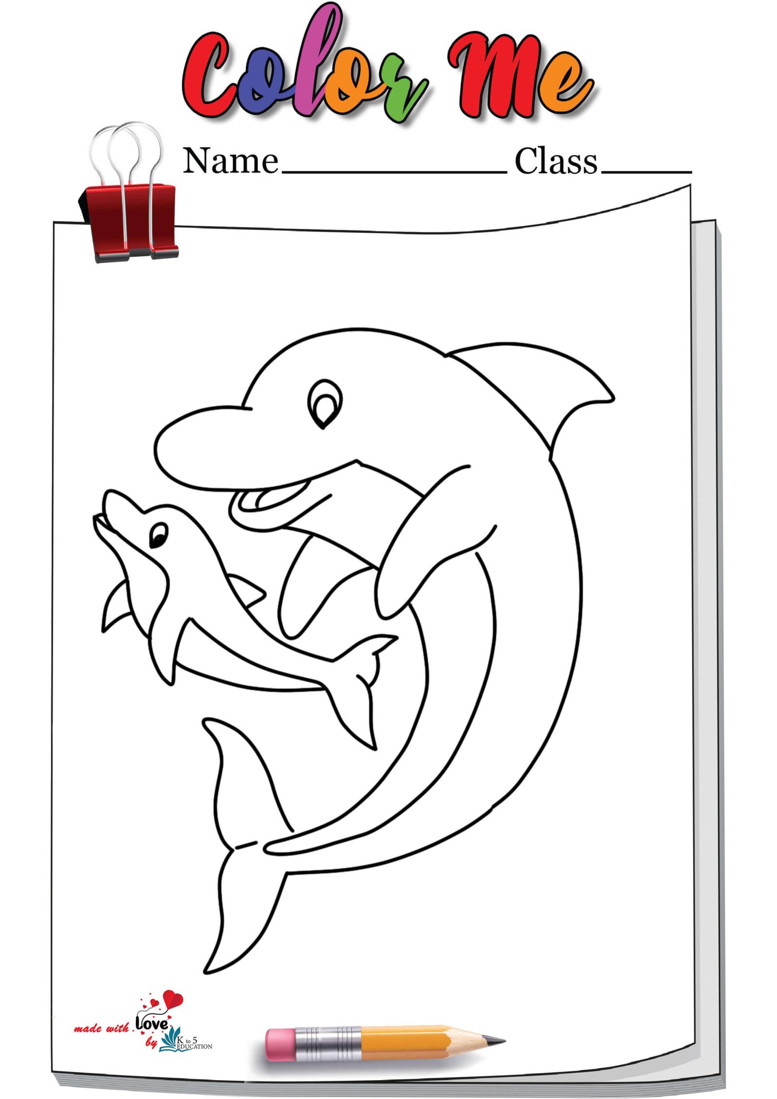 Mother And Baby Dolphin Coloring Page