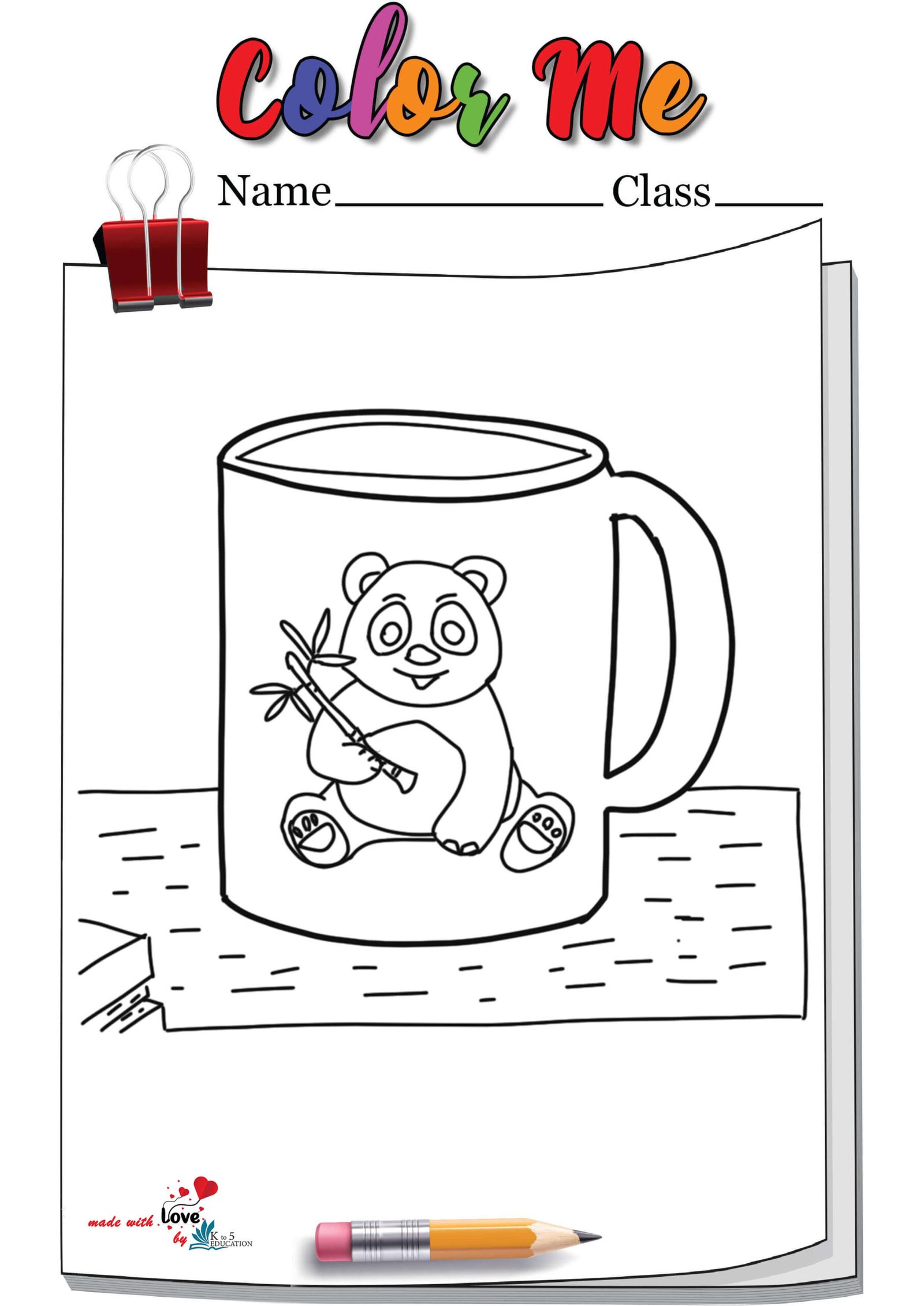Panda Coffee Cup Coloring Page
