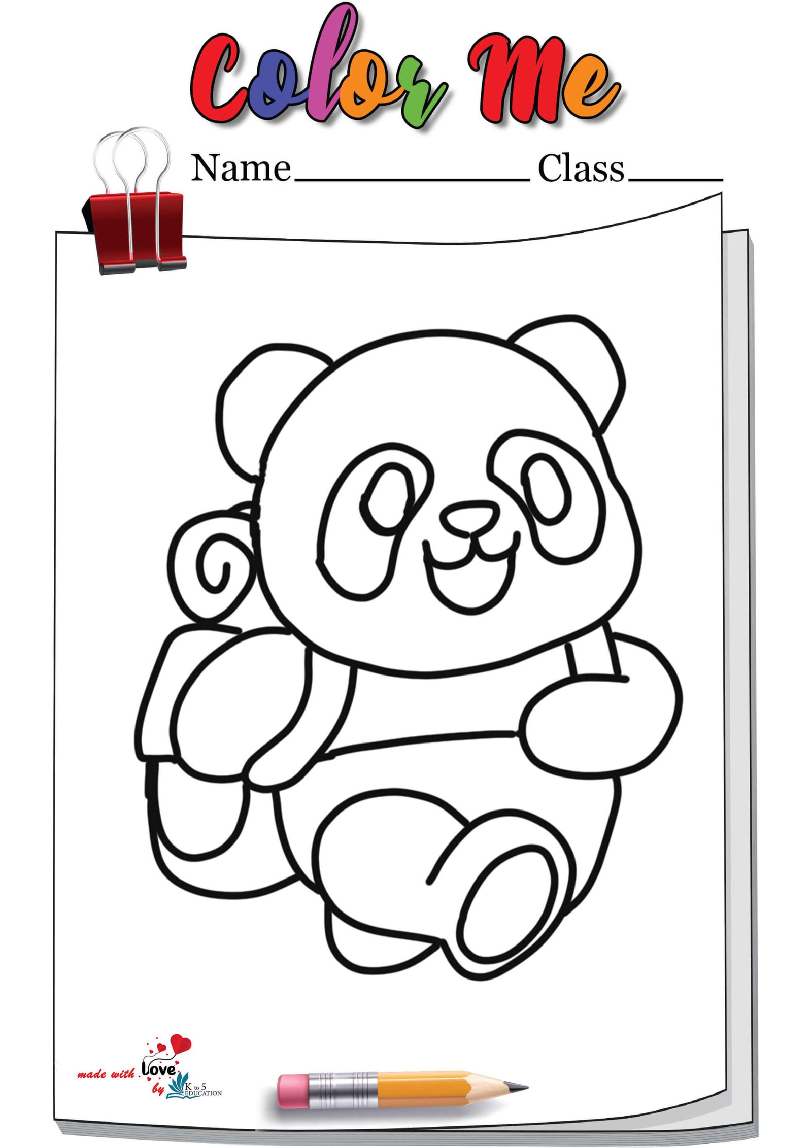 Panda Go To School Coloring Page
