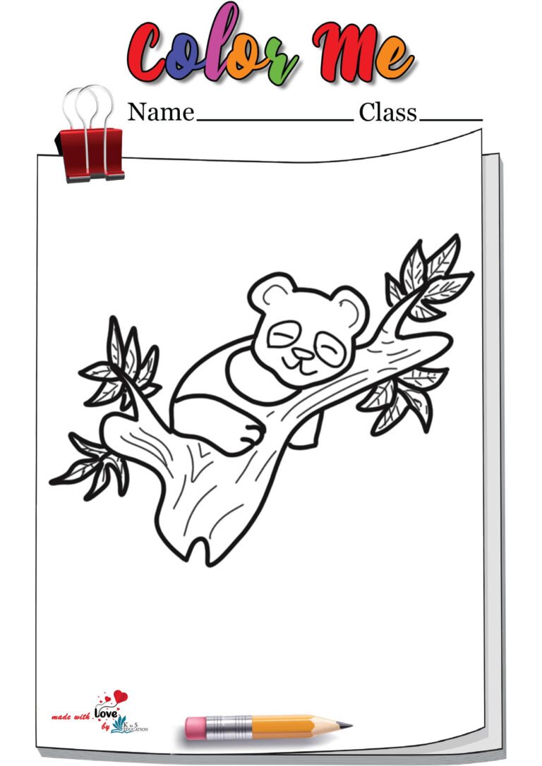 Panda Sleeping On A Tree Coloring Page | FREE Download