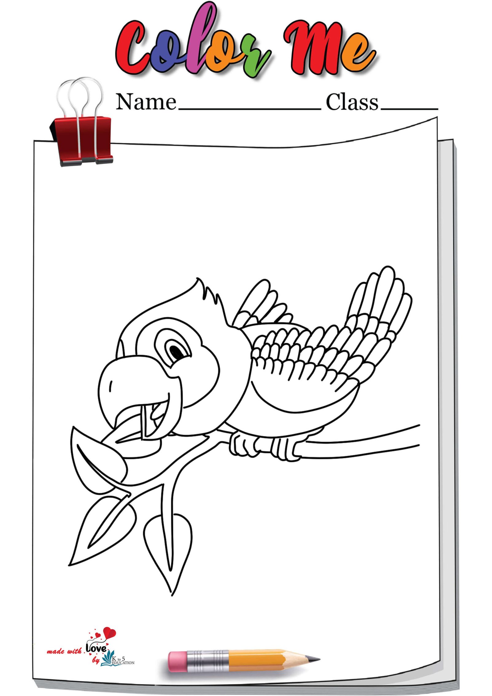 Parrot Sitting A Tree Coloring Page