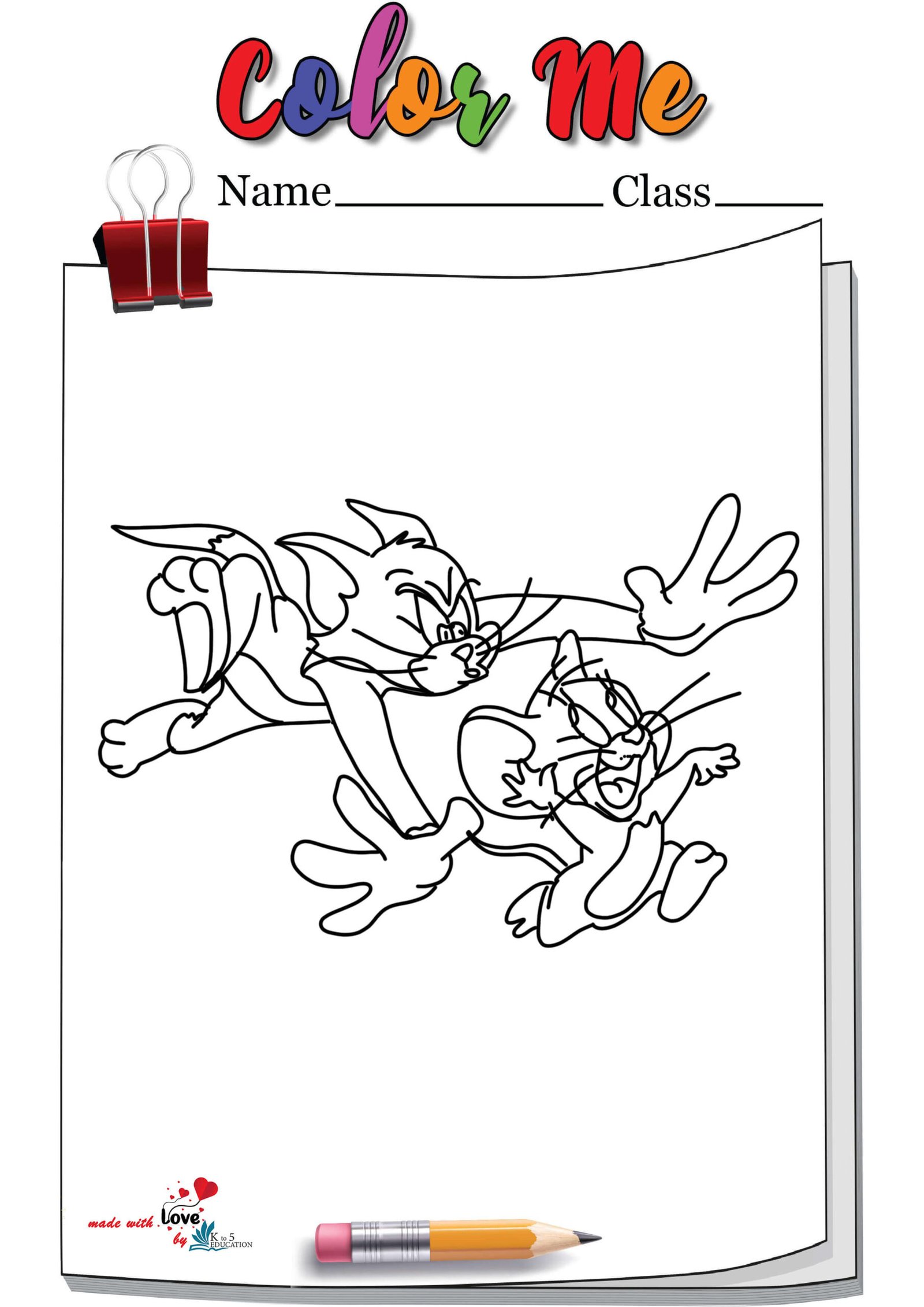 Running Tom And Jerry Coloring Page