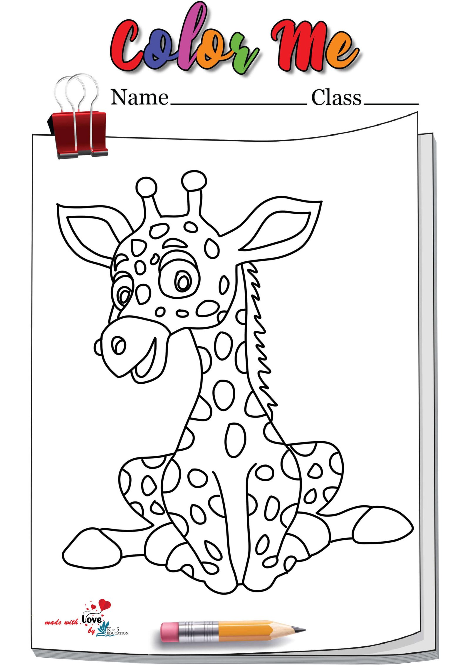 Sitting Giraffe Coloring Page