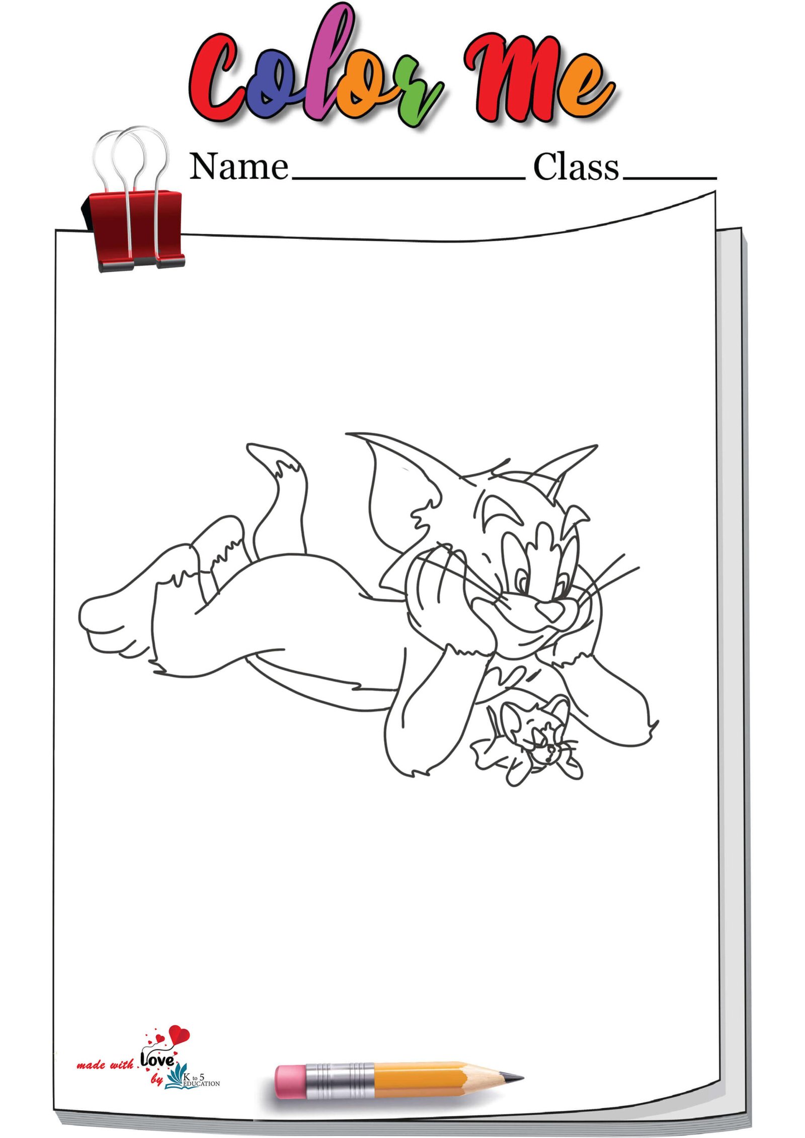 Sitting Tom And Jerry Coloring Page
