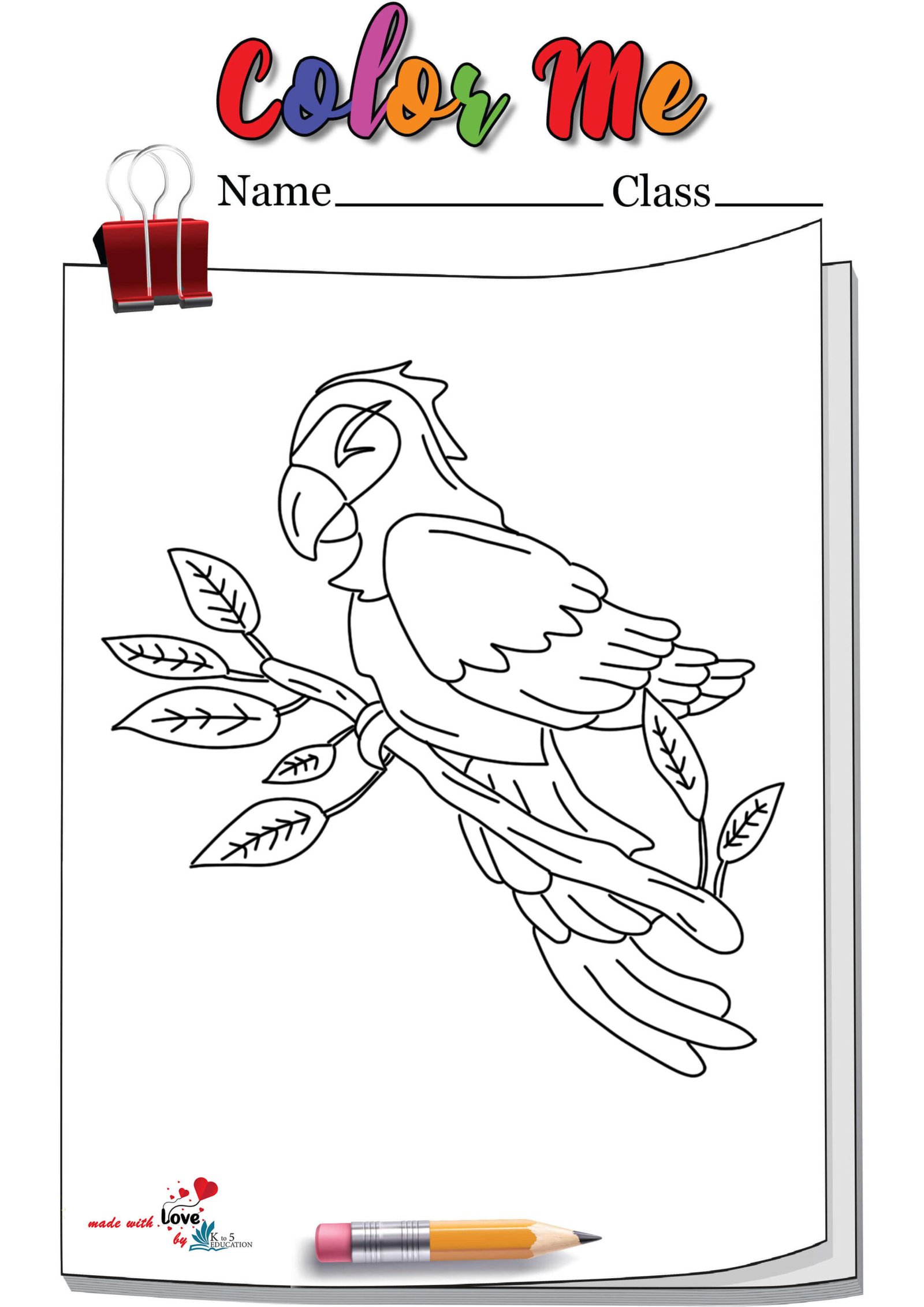 Sleeping Parrot Coloring Page