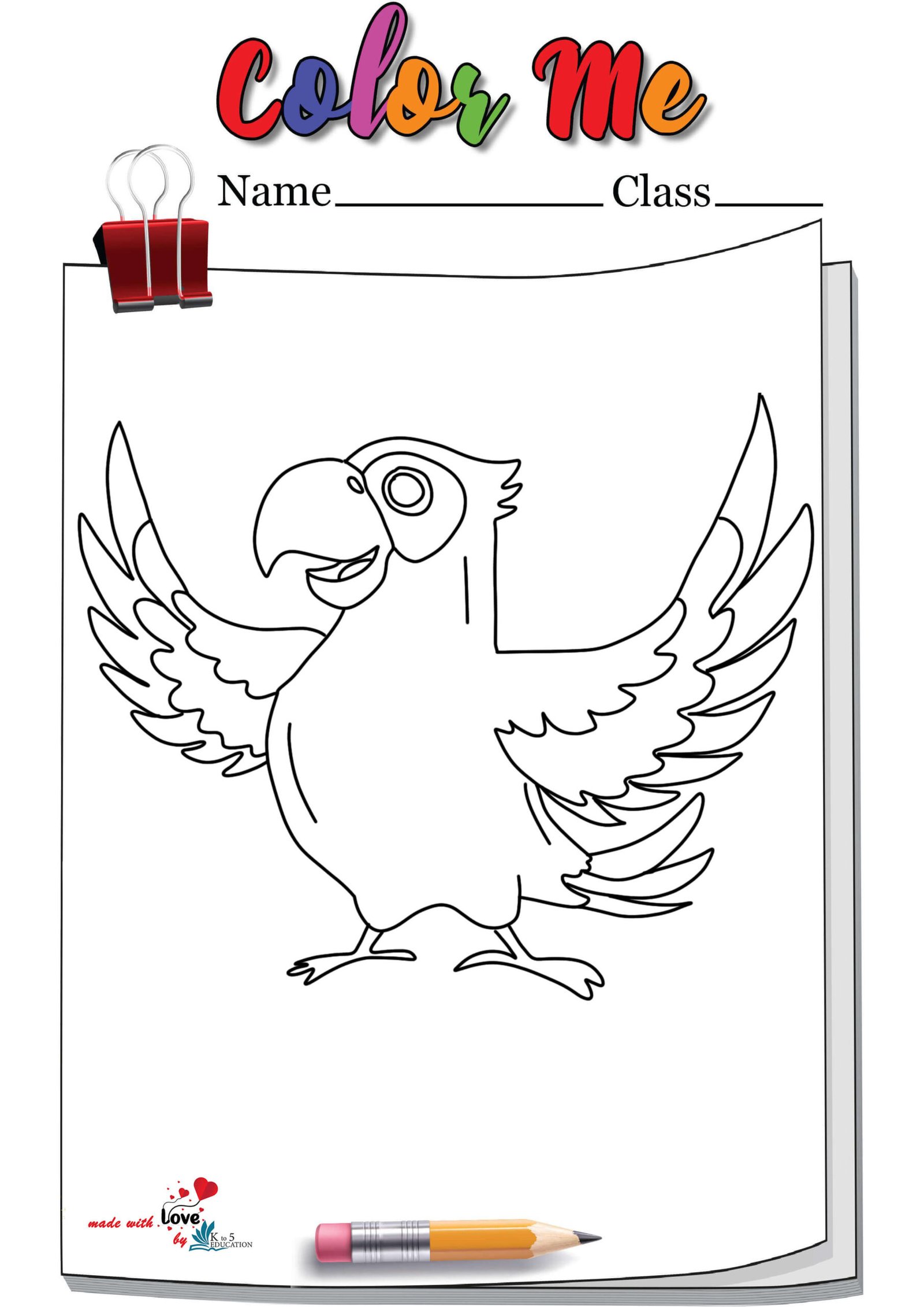 Standing Parrot Coloring Page