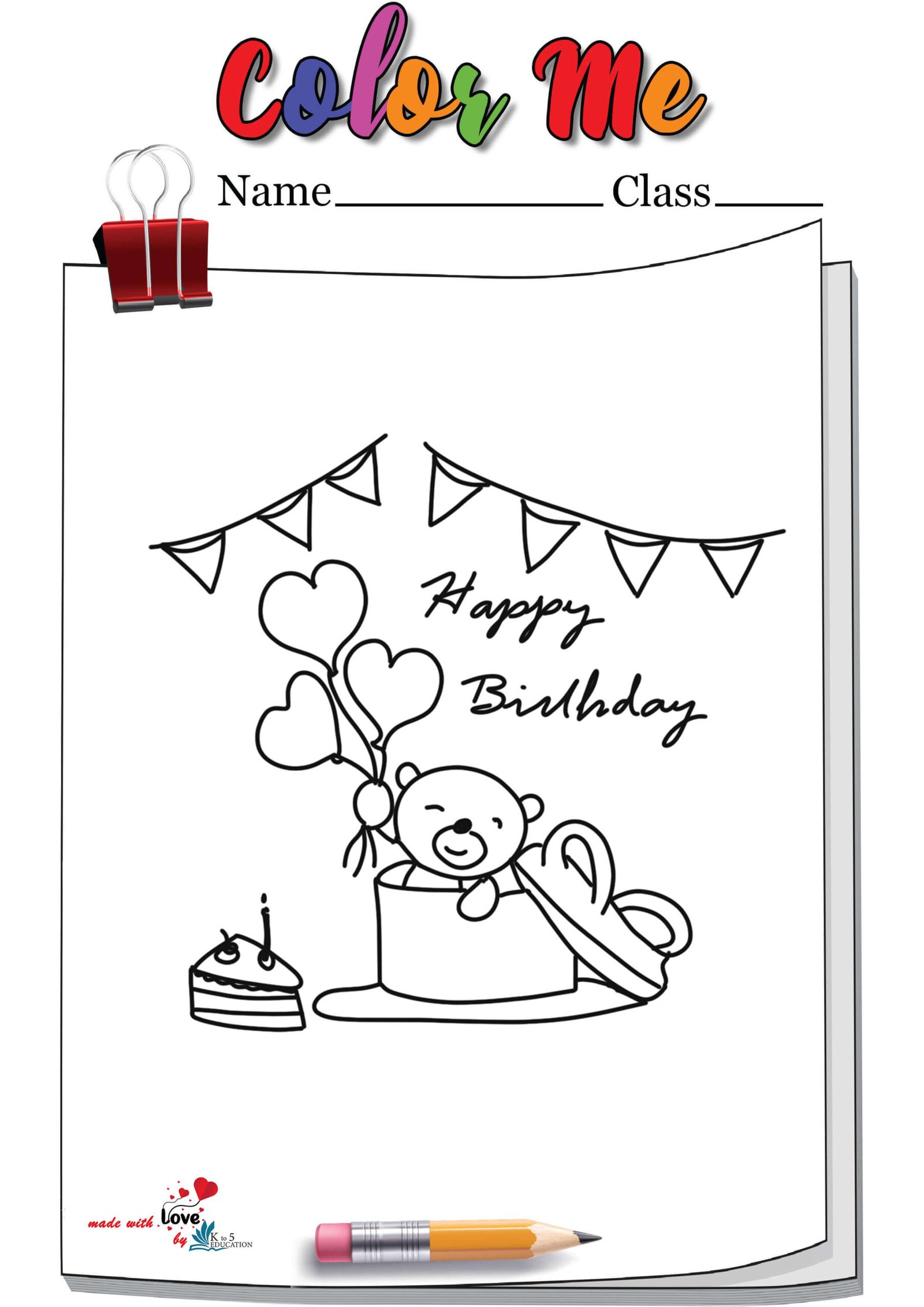 Teddy Bear For Birthday Gift Coloring Page