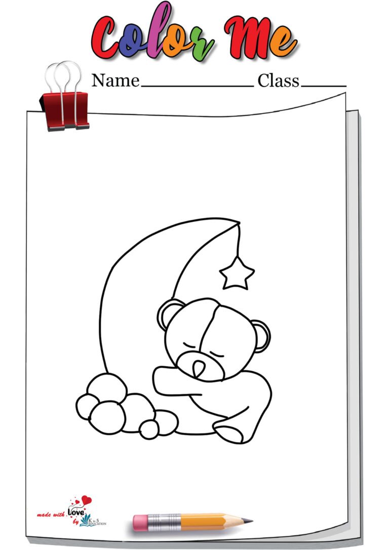 Teddy Bear With Moon Coloring Page | FREE Download